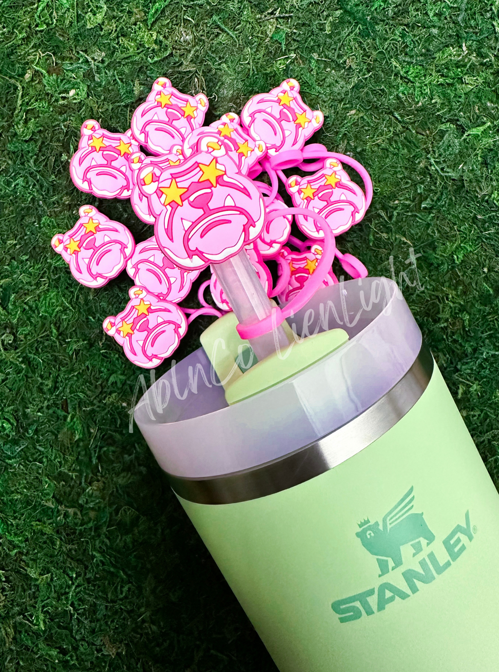 Preppy Pink Mascot™ Bulldog Tumbler Straw Topper Cap