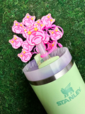 Preppy Pink Mascot™ Bulldog Tumbler Straw Topper Cap