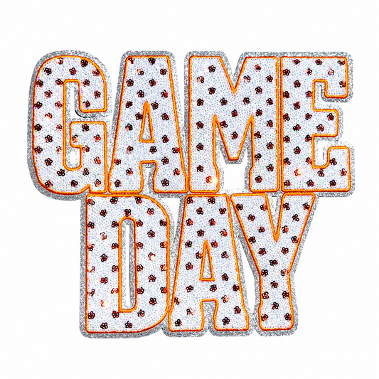 Orange Polka Dots Game Day Sequin Patch - Large