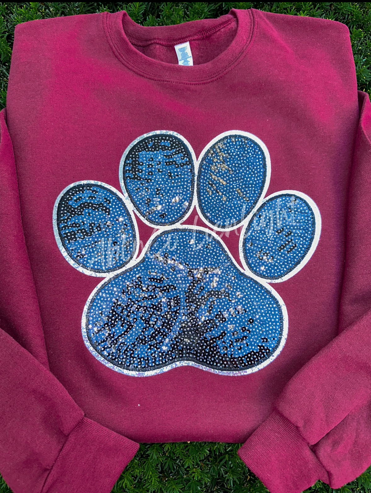 Big Black Sequin Paw Print Patch