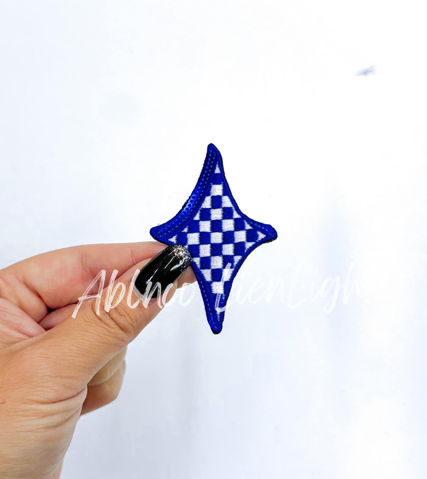 Royal Checkered Diamond Star Embroidery Sequin Patch