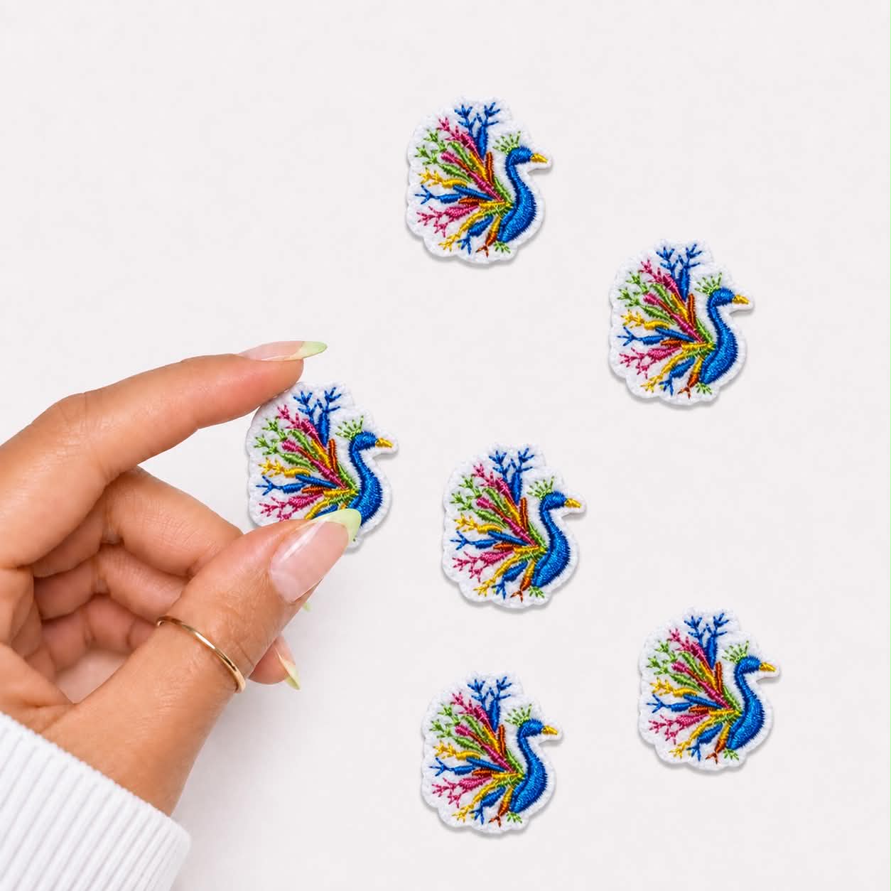 Mini Mahjong Peacock Embroidered Patch