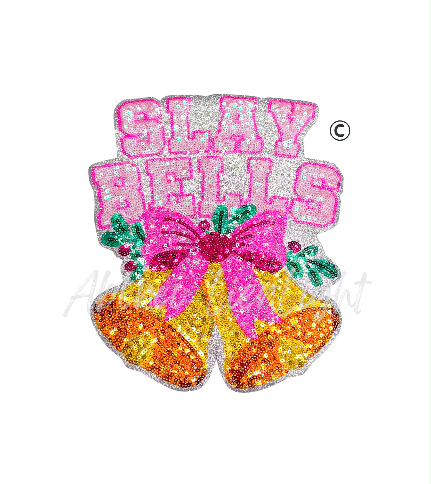 Slay Bells Christmas Sequin Patch - Large