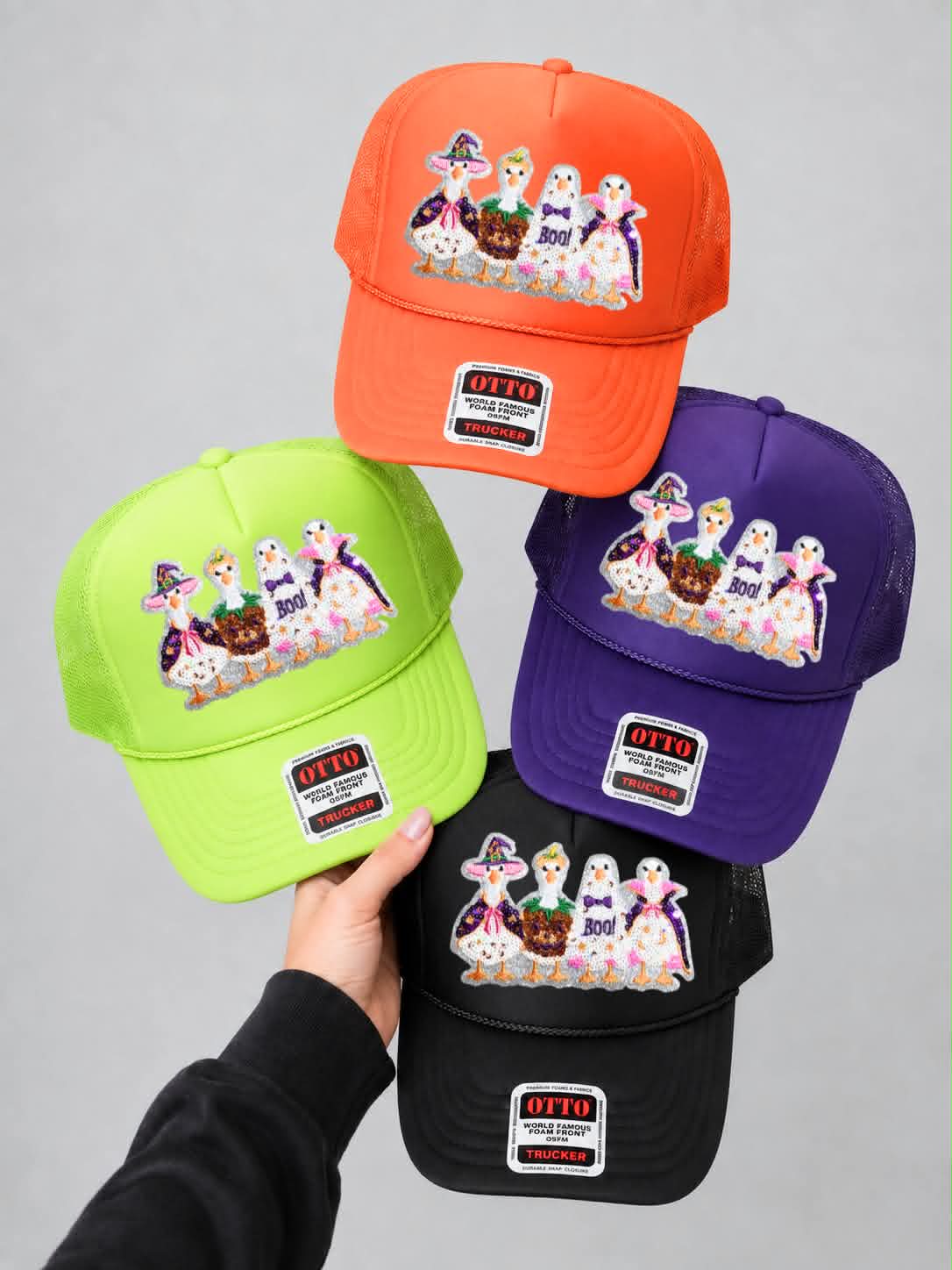 Silly Goose Halloween Sequin Patch Otto Trucker Hat