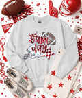 Red Game Day Checkered Football Sequin Patch Sweatshirt