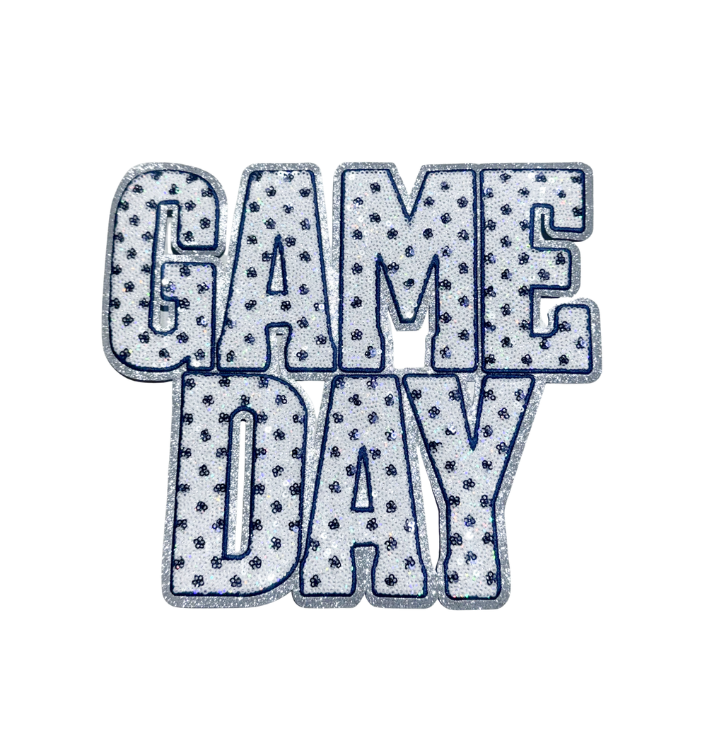 Navy Polka Dots Game Day Sequin Patch - Large