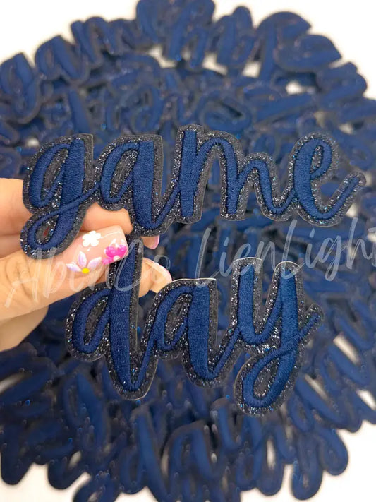 Navy Game Day Glitter STICKER Adhesive Patch©️