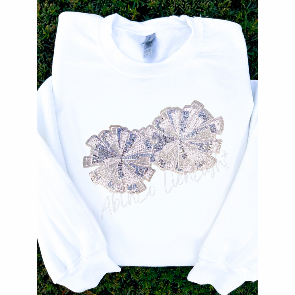 Cheer Pom Poms White Patch