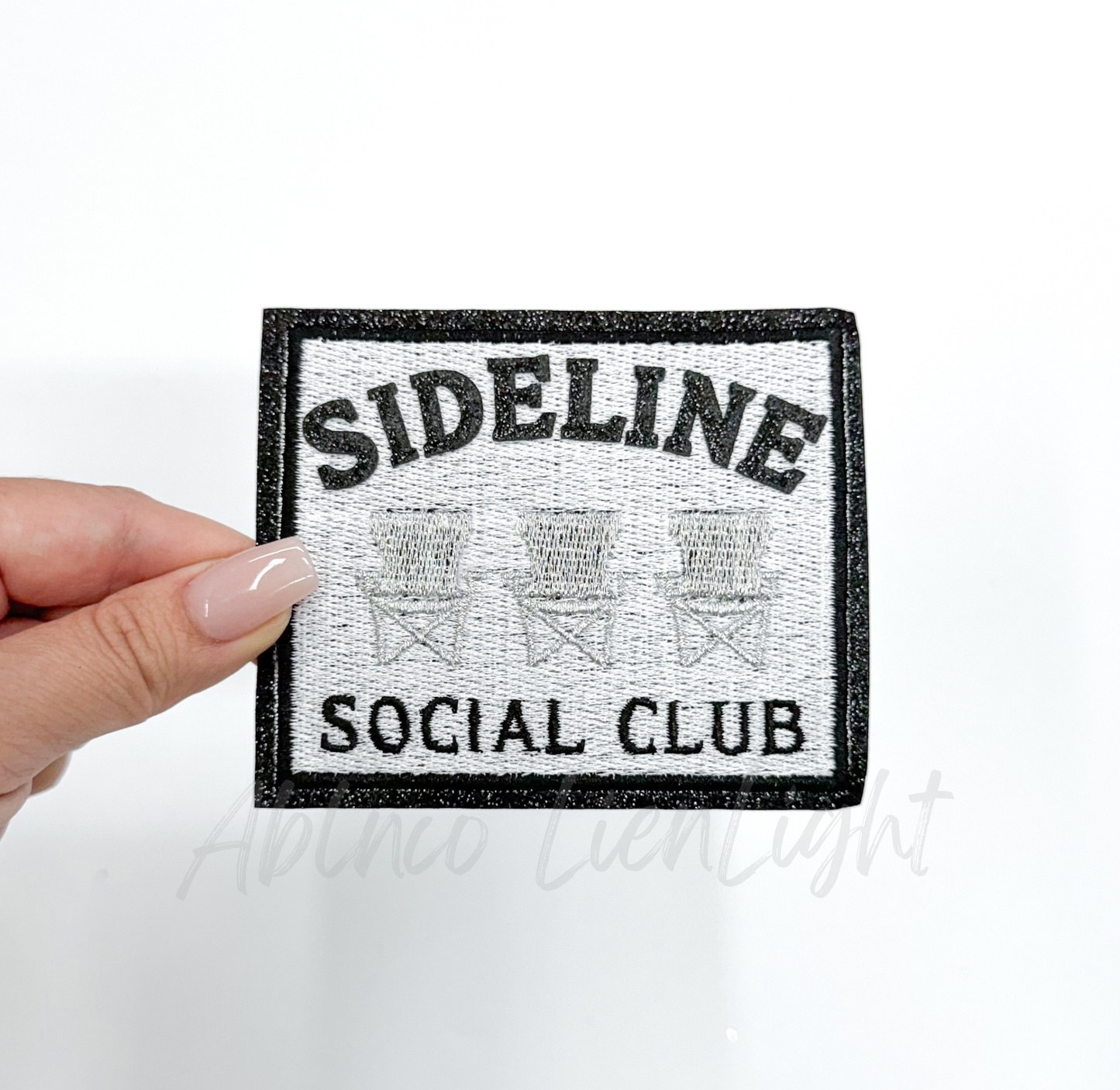 Black Sideline Social Club Glitter Embroidery Patch