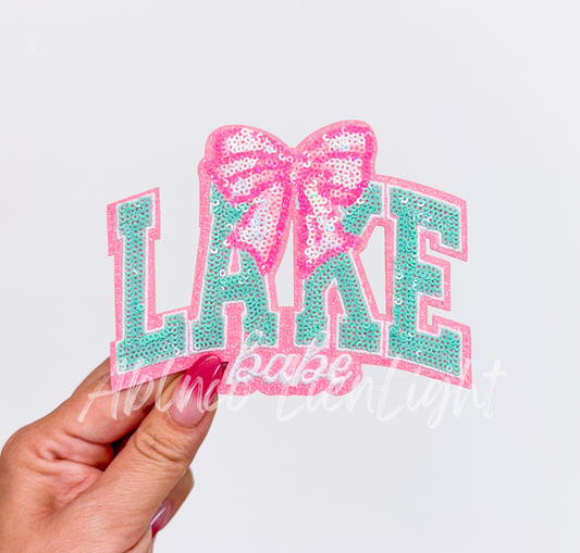 Pink Bow Lake Babe Summer Sequin Patch