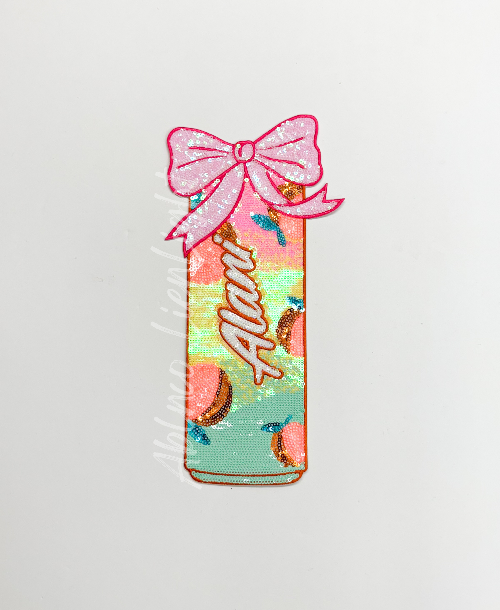 Large Alani Peach Energy Drink Sequin Patch