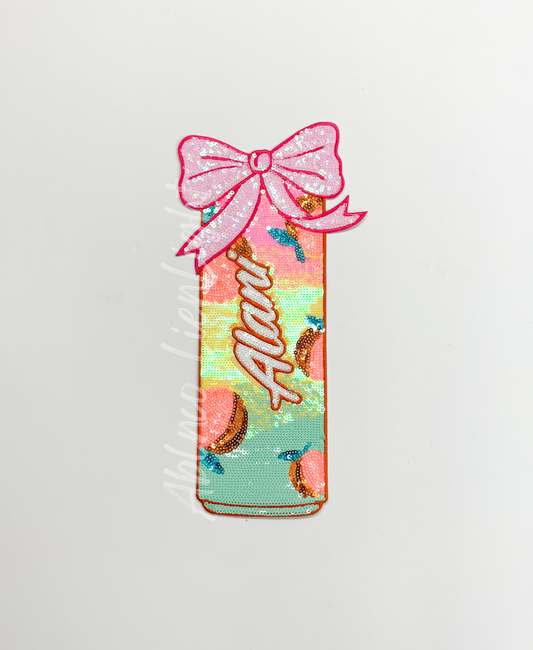 Large Alani Peach Energy Drink Sequin Patch