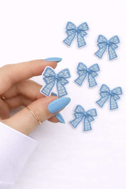 Mini Blue Bow Embroidered Patch