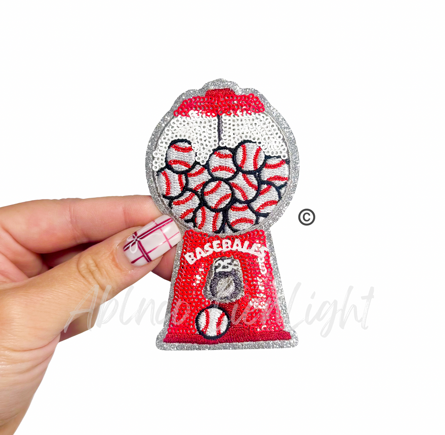 Baseball Gumballs Embroidery Sequin Patch - Small