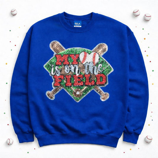 My Heart is on the Field Baseball Game Day Sequin Sweatshirt