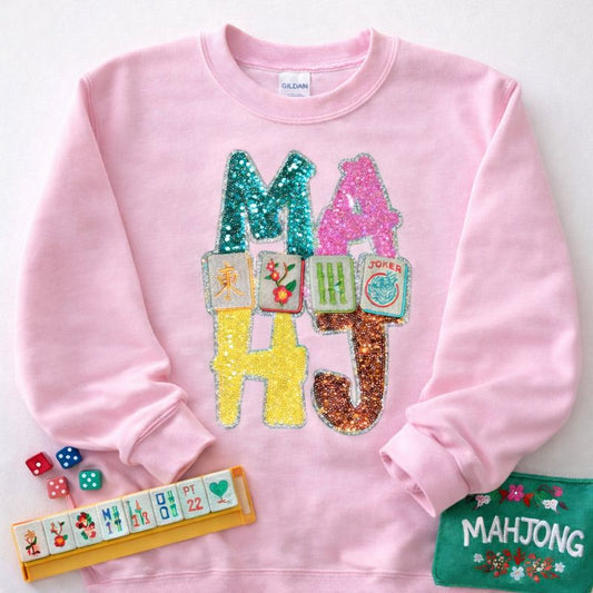 Colorful Mahjong Sequin Patch Sweatshirt