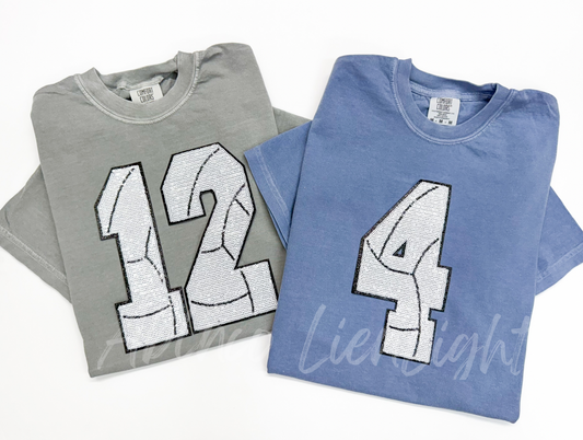 Sequin Volleyball Number Game Day Tshirt