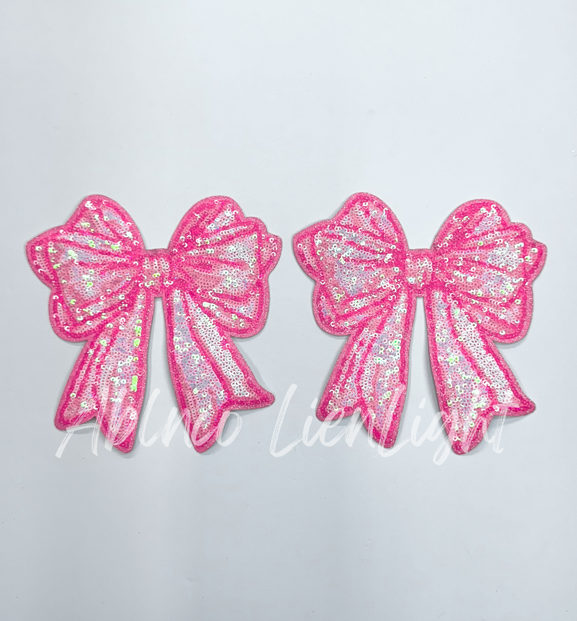 Pink Side Bows Sequin Patch