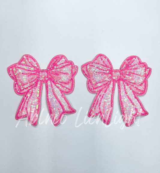 Pink Sequins Side Bows Patch