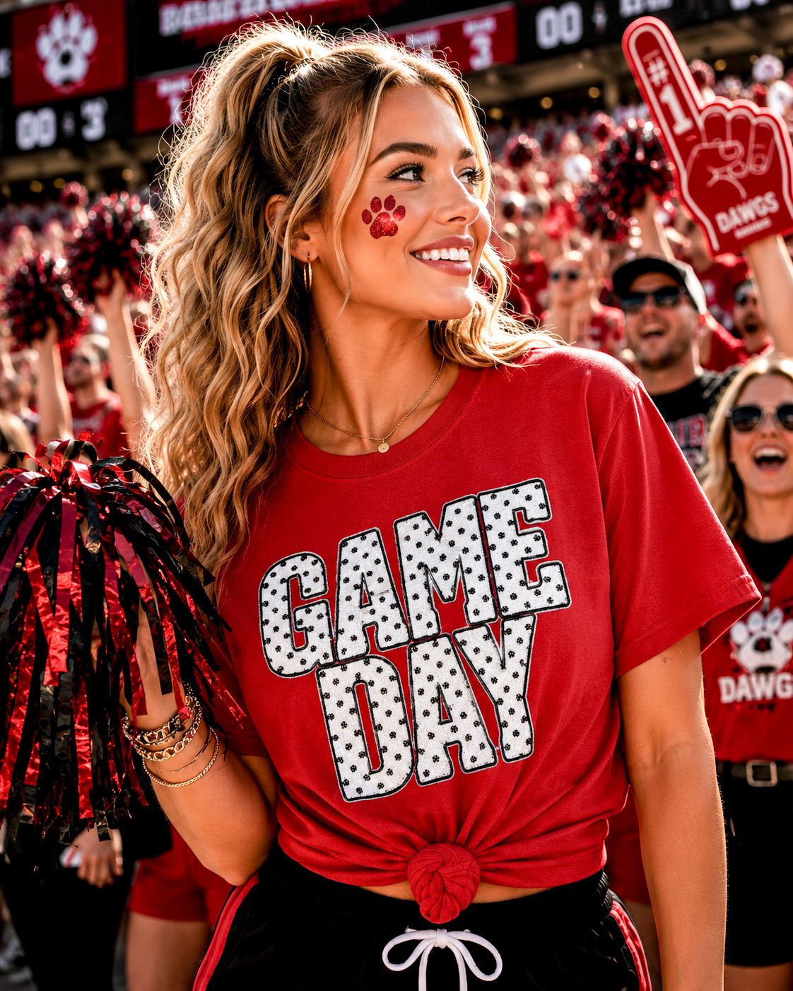 Black Polka Dots Game Day Sequin Patch Shirt