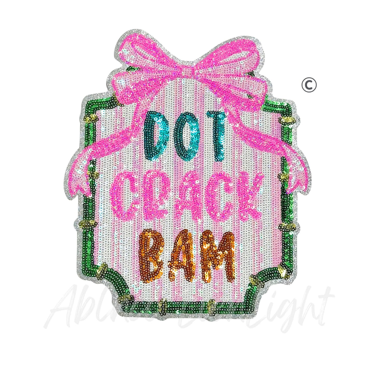 Dot Crack Bam Mahjong Sequin Patch - Large