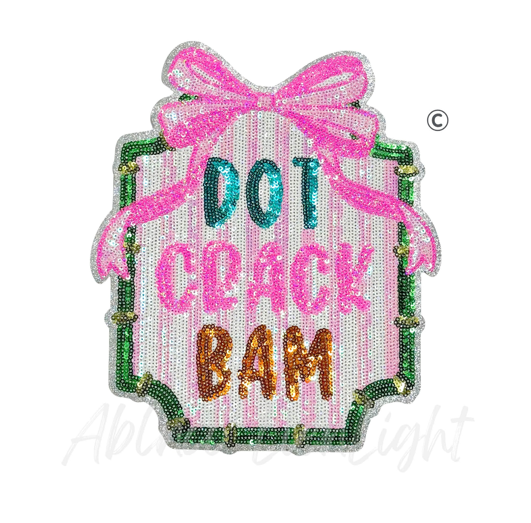 Dot Crack Bam Mahjong Sequin Patch - Large