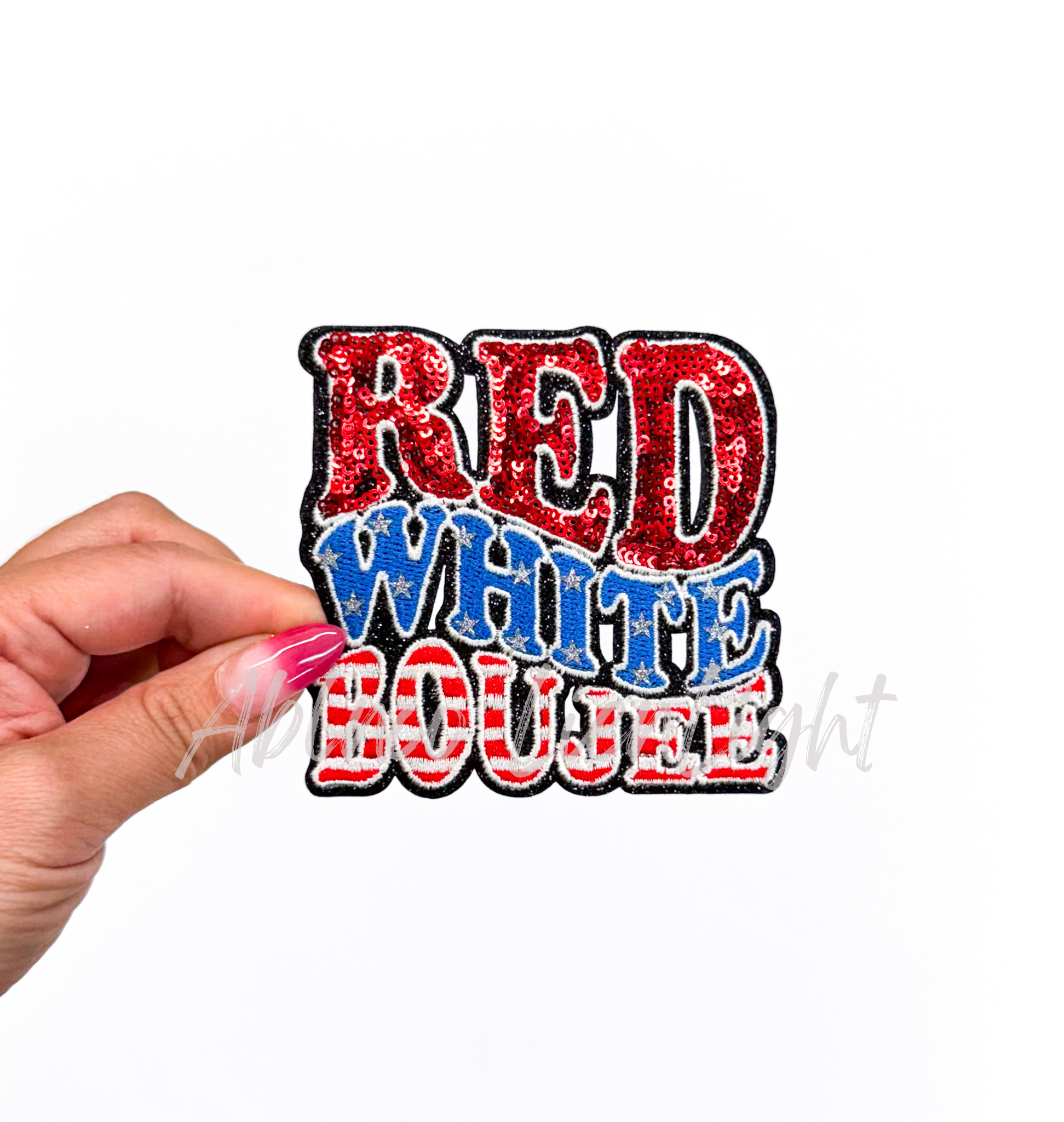 Red White Boujee 4th July Holiday Sequin Patch