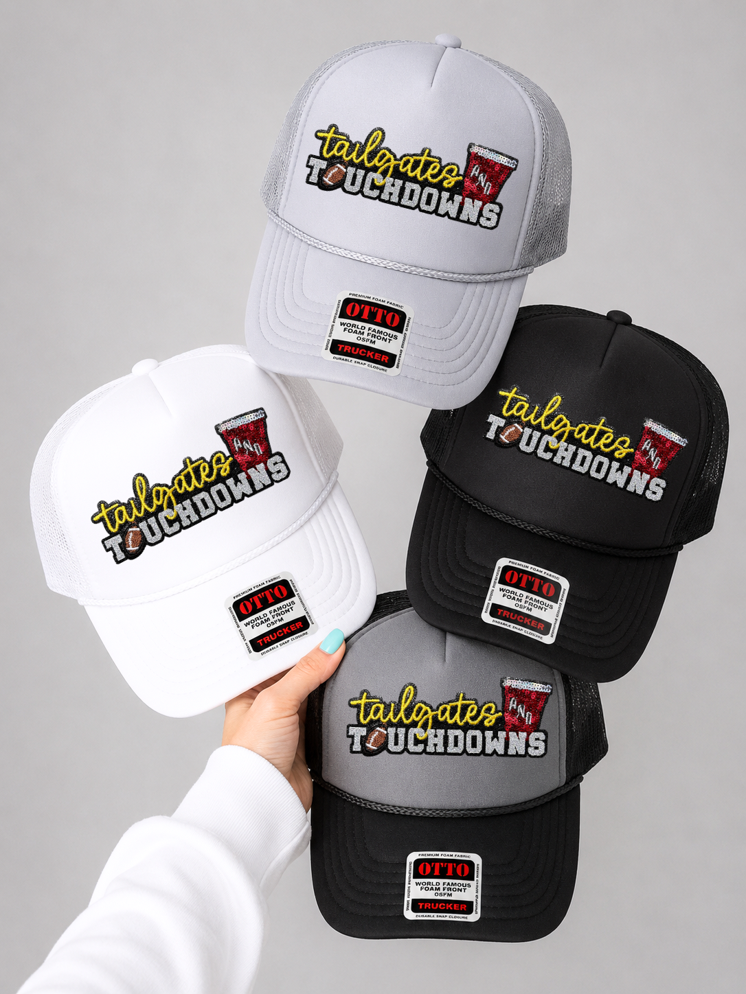 Tailgates And Touchdowns Sequin Patch Otto Trucker Hat