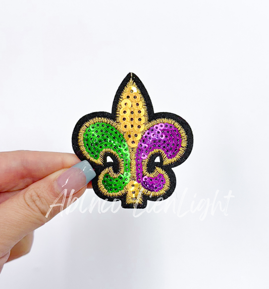 Small Mardi Gras fluer de lis Sequins Patch