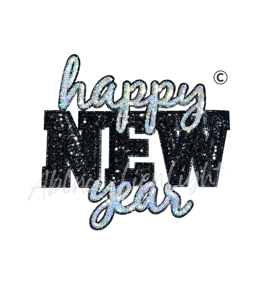 Happy New Year Sequins Patch - Large