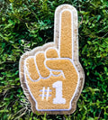 Gold Game Day Foam Finger Chenille Patch - Large