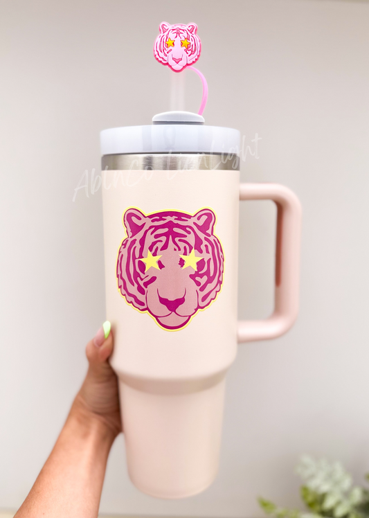 Preppy Pink Mascot™ Tiger 40oz Quencher Tumbler