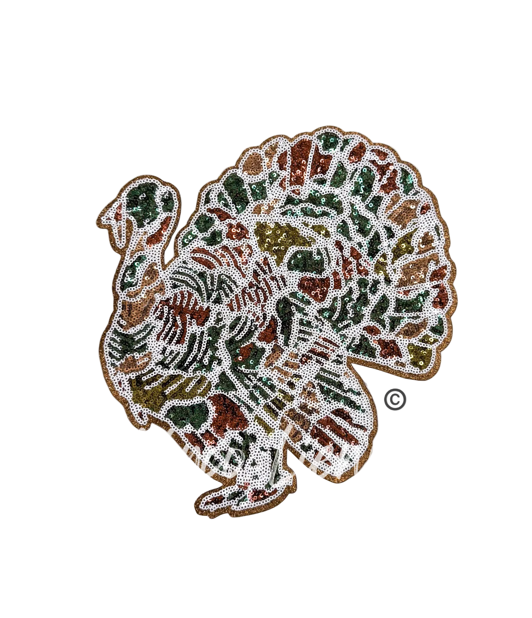 Camo Turkey Hunting Sequin Patch - Large