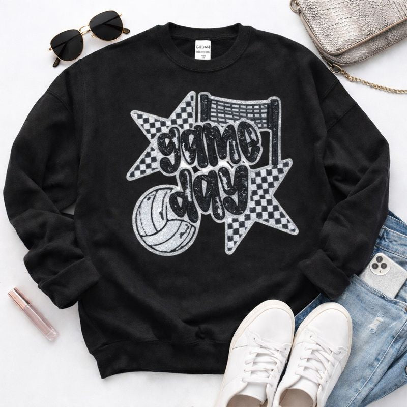 Volleyball Game Day Sequin Patch Shirt