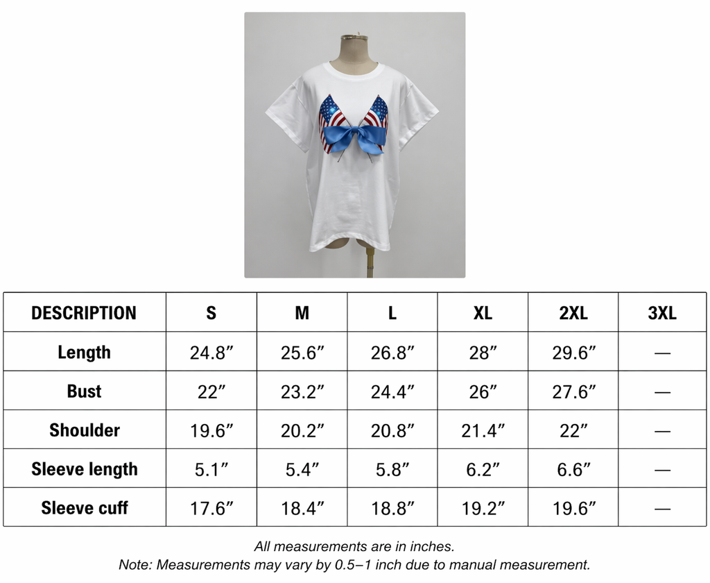 American Flag Bow 4th July Holiday Sequin Tshirt