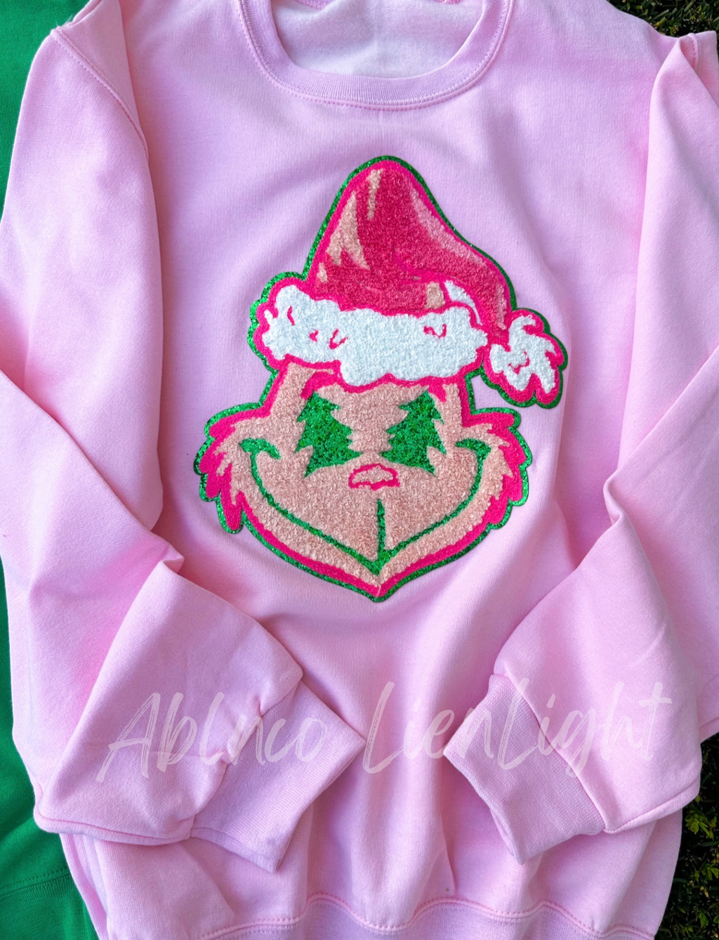 Grinch Face Christmas Sequin Patch - Large