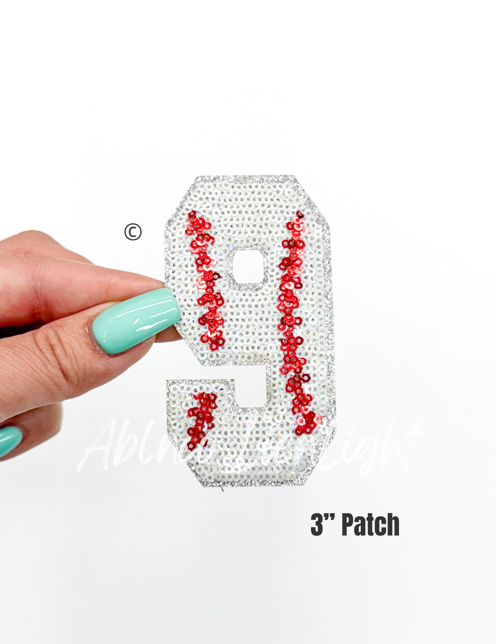Baseball Numbers Sequin Patch - Small