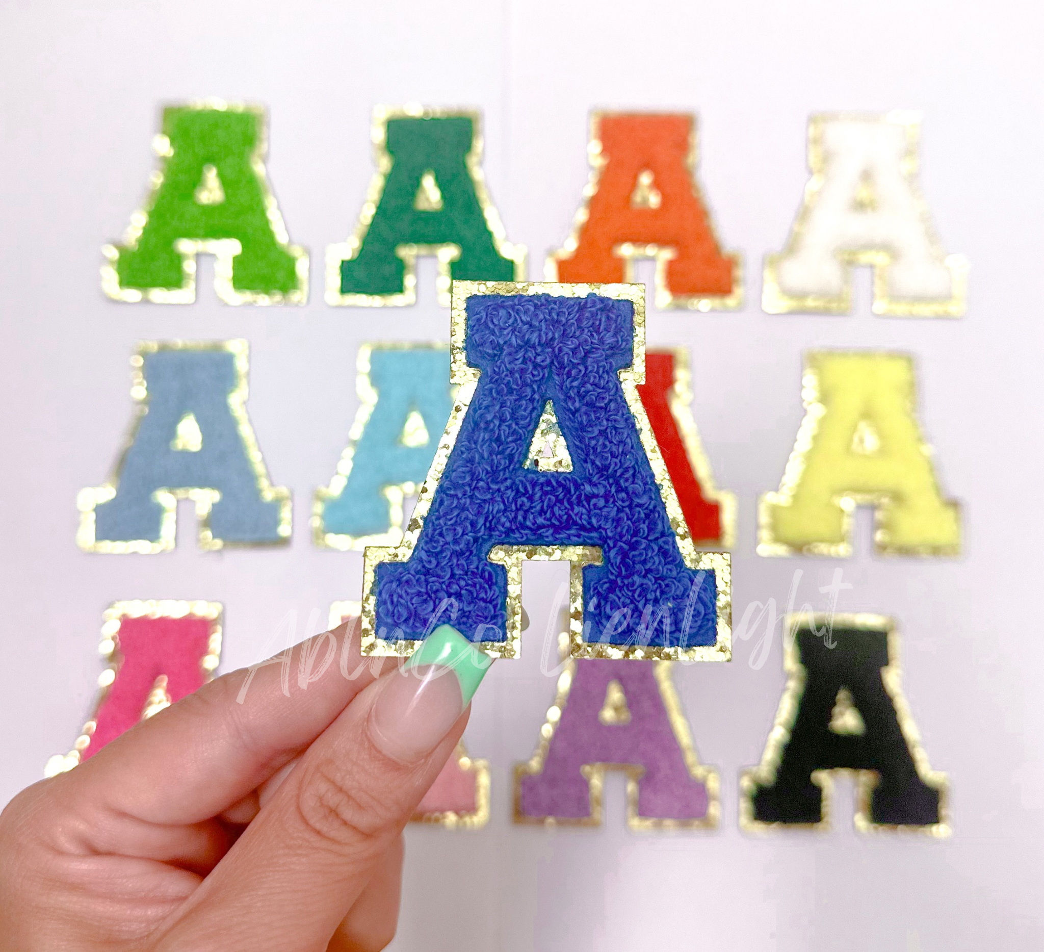 Royal Blue Chenille Letter Adhesive Sticker Patch