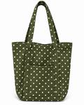 Hunter Green X-Large Canvas Polka Dot Tote Bag