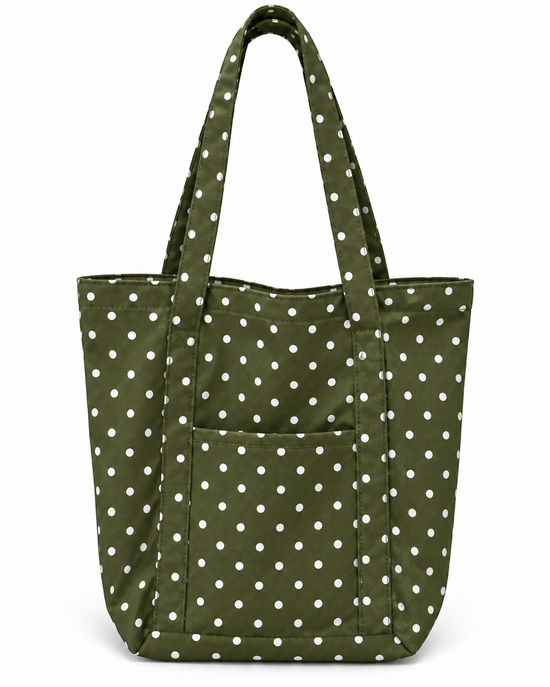 Hunter Green X-Large Canvas Polka Dot Tote Bag