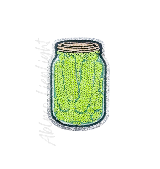 Pickle Jar Food Sequin Patch