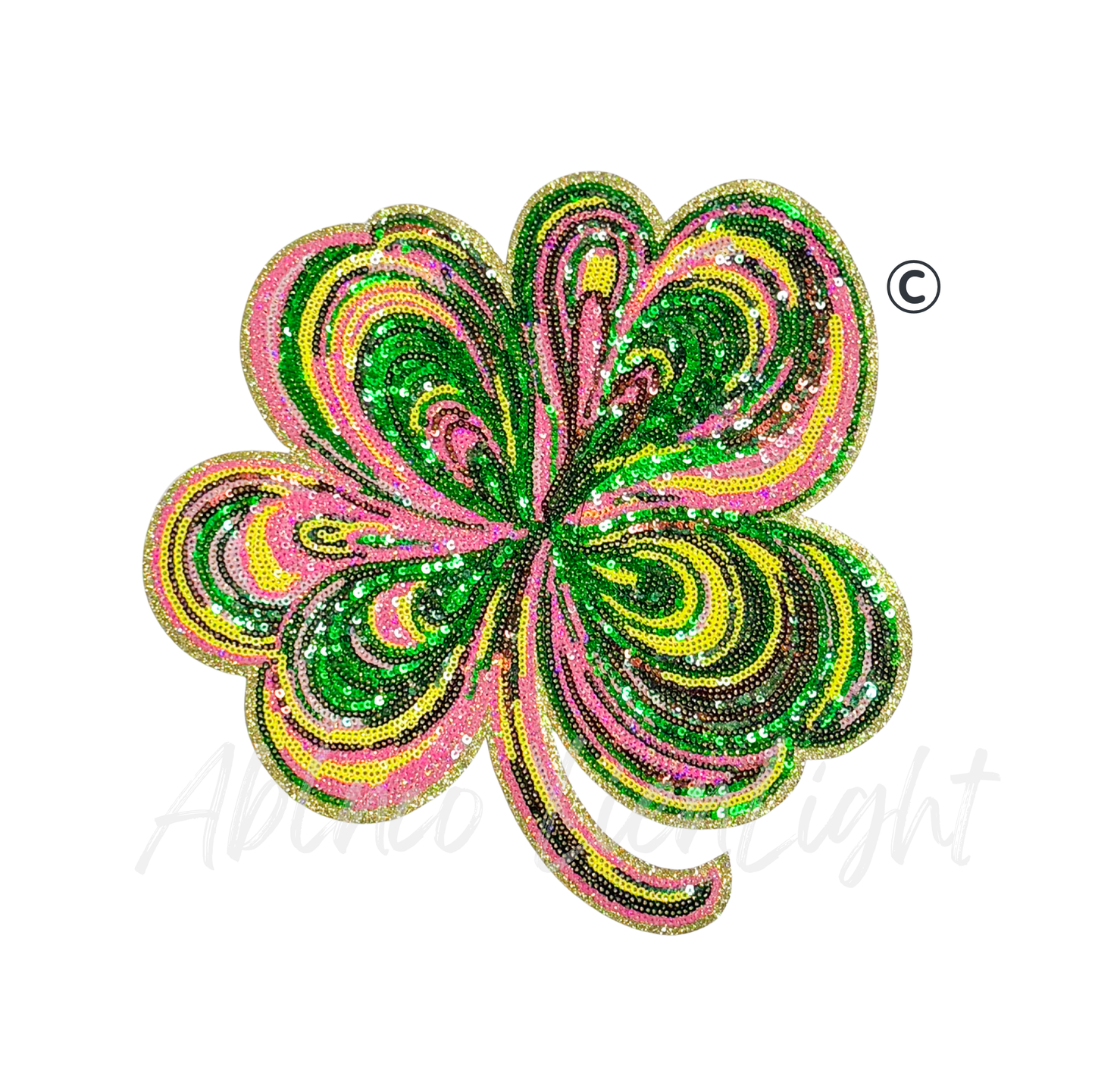 Colorful Ombre Clover St Patricks Day Sequin Chenille Patch - Large