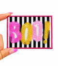 Colorful Boo & Black Striped Halloween Sequin Patch -Small