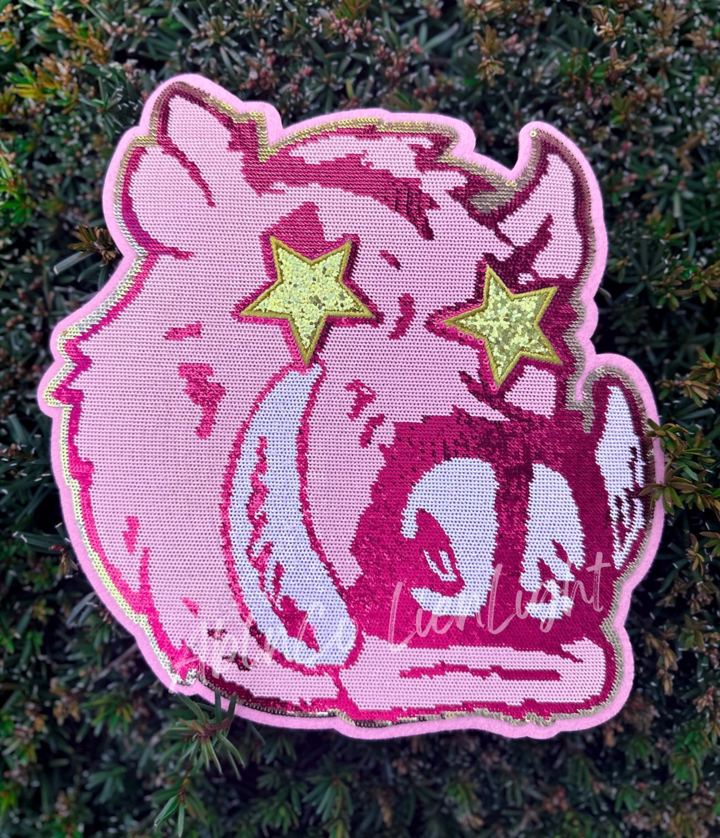 PREPPY PINK MASCOT™ Razorback Hog Sparkly Sequin Patch
