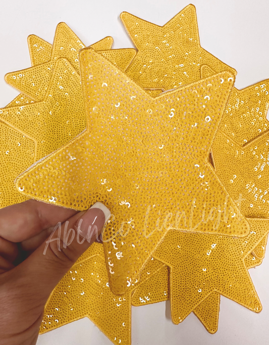 5” Gold Sequin Star Embroidery Patch
