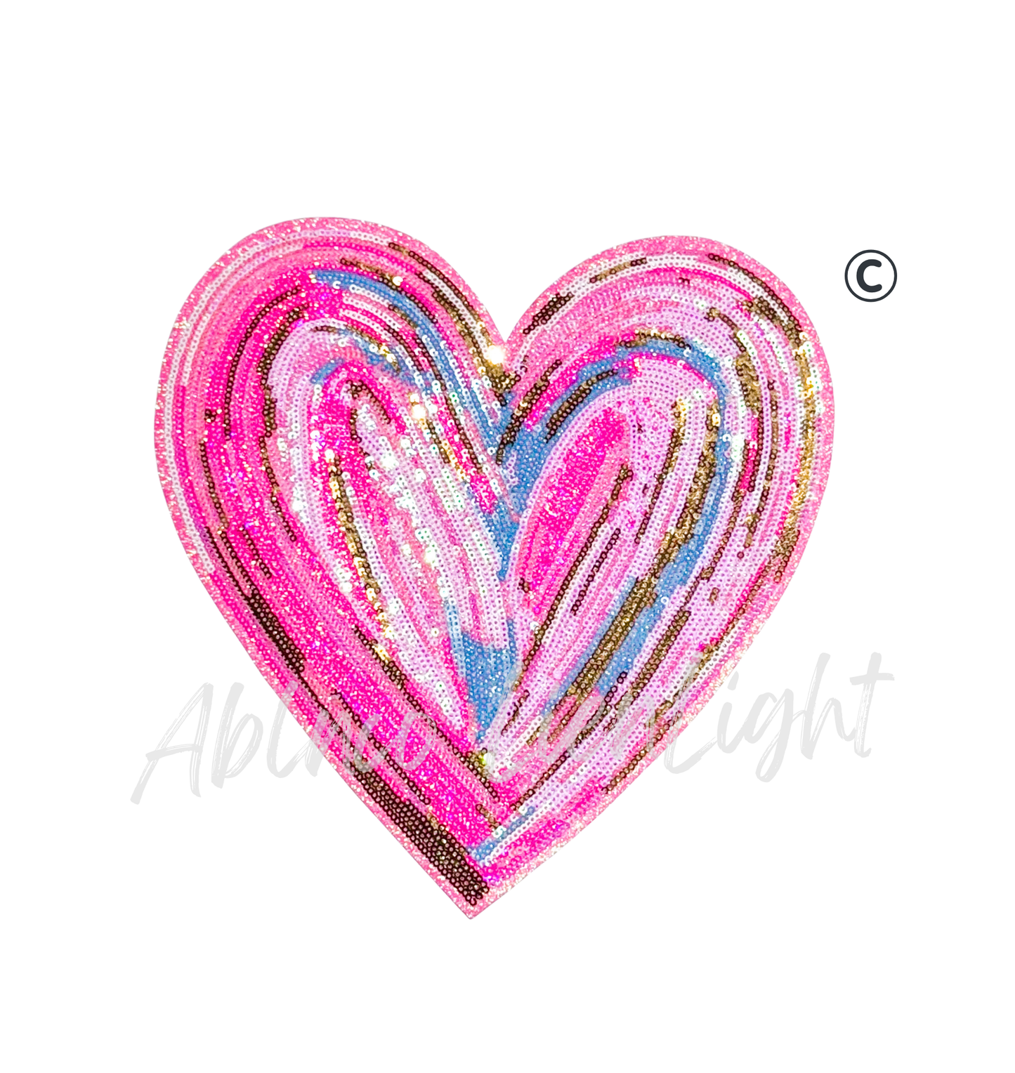 Colorful Pink Splatter Heart Sequins Valentines Day Patch - Large