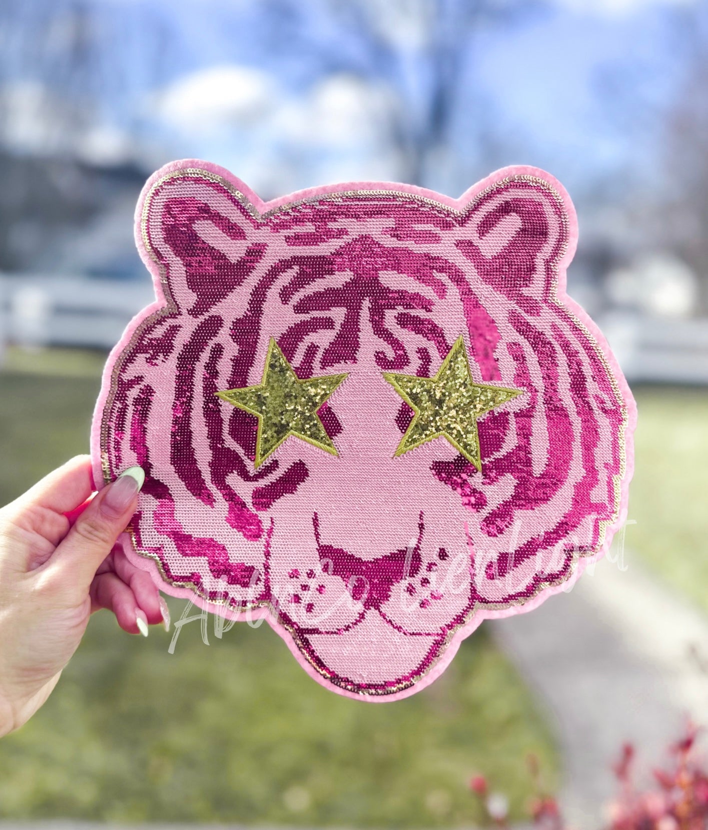 PREPPY PINK MASCOT™ Tiger Sparkly Sequin Patch
