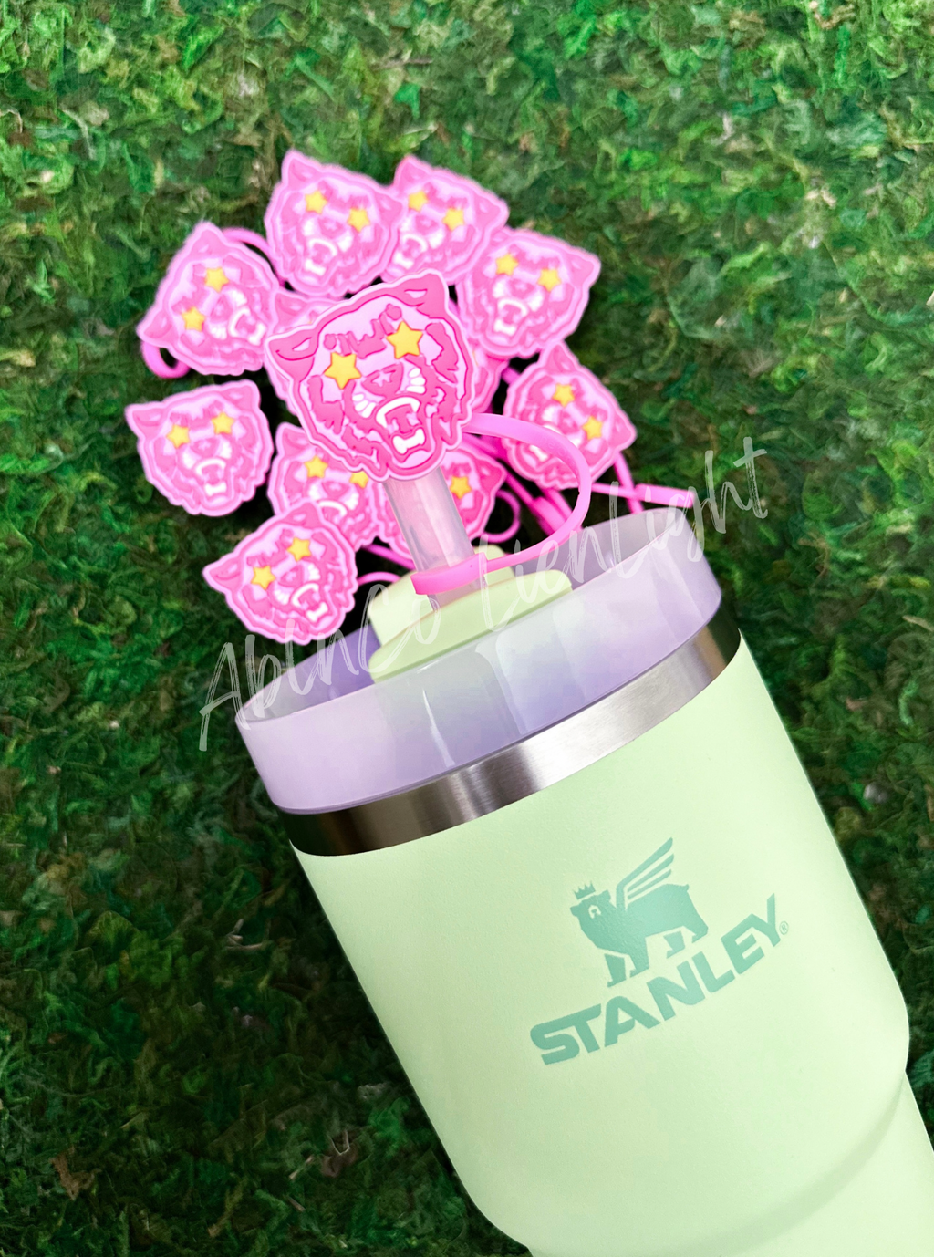 Preppy Pink Mascot™ Wildcat Tumbler Straw Topper Cap