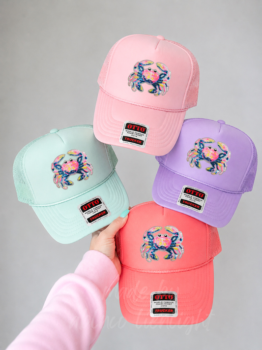 Colorful Sequin Crab Summer Patch Otto Trucker Hat