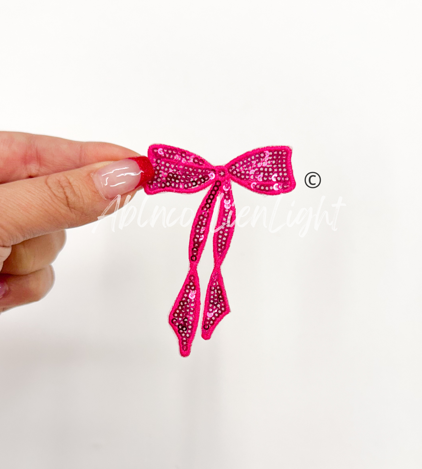 Hot Pink Skinny Sequins Bow Patch